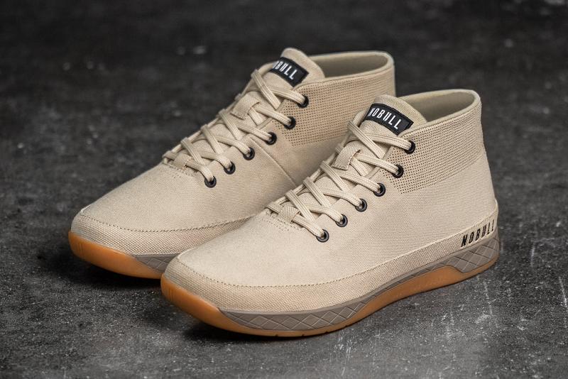 Nobull Desert Canvas Mid Men's Trainers Beige | USA R1268V